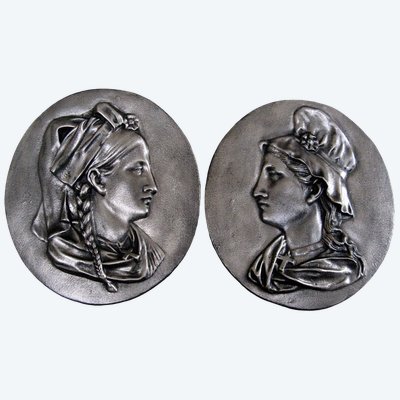 Pair of Relief Medallions – Alsace and Lorraine, Late 19th Century / c. 1900.