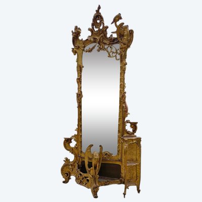 Miroir de château à décor de héron