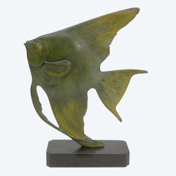 Skalarfisch In Bronze Art Deco Periode 1930