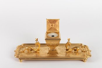 Gilded Bronze Inkwell with Chimeras, Napoleon III period