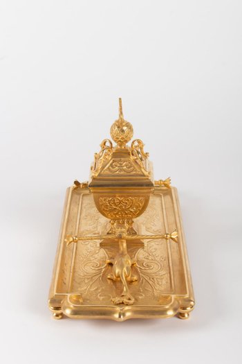 Gilded Bronze Inkwell with Chimeras, Napoleon III period