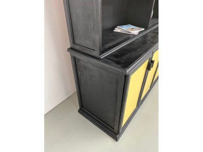 Grande credenza a due corpi, vecchio mobile scolastico, anni '50