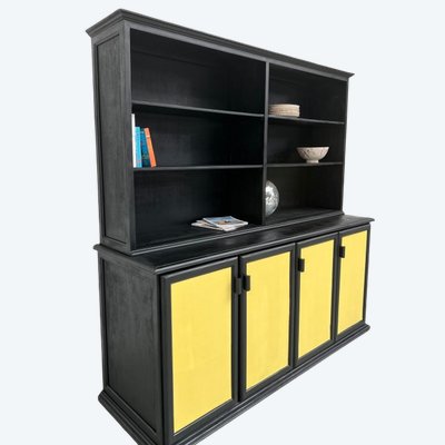 Grande credenza a due corpi, vecchio mobile scolastico, anni '50