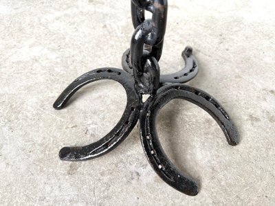 Large wrought-iron floor candlestick, folk art, circa 1900
