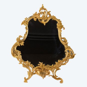 Miroir De Table En Bronze Doré Style Louis XV, époque XIX ème