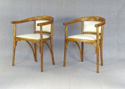 Fauteuils Fischel Art déco, vers 1925, assises "cuir" crème -prix par fauteuil-