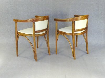 Fauteuils Fischel Art déco, vers 1925, assises "cuir" crème -prix par fauteuil-