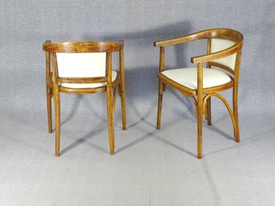 Fauteuils Fischel Art déco, vers 1925, assises "cuir" crème -prix par fauteuil-
