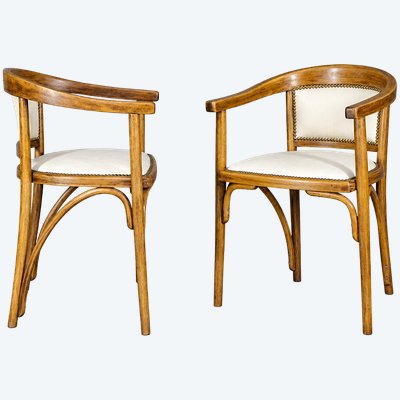 Fauteuils Fischel Art déco, vers 1925, assises "cuir" crème -prix par fauteuil-