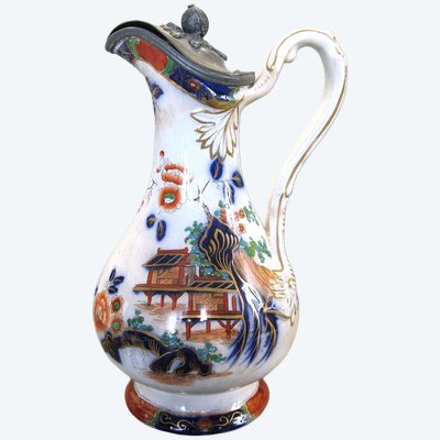 19th-Century Staffordshire Pitcher with Imari Design.