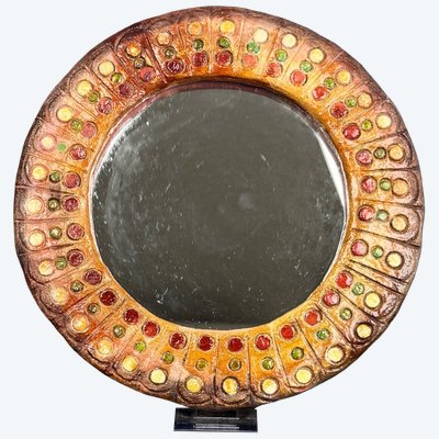 Roland Zobel (1915-2006) Miroir rond en résine années 60 (dans le goût)