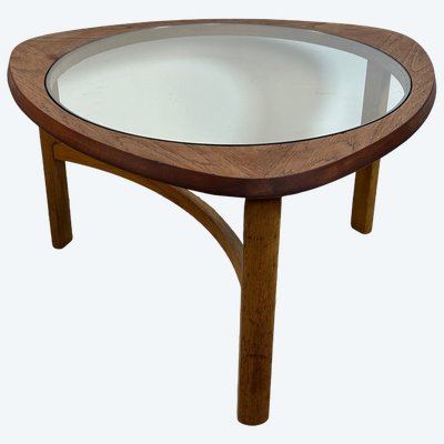 Tavolino Tricester di Nathan in teak e vetro, 1970