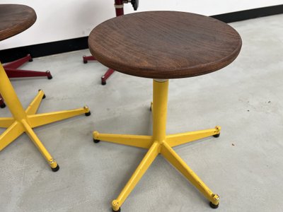 Set of 6 vintage school stools, 1950s