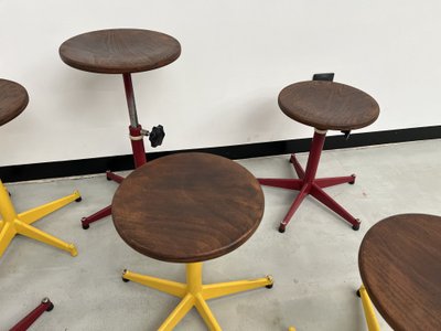 Set of 6 vintage school stools, 1950s