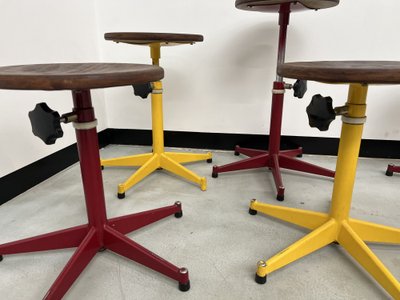 Set of 6 vintage school stools, 1950s