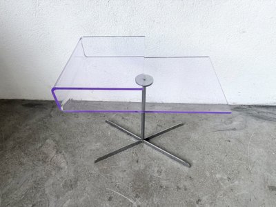 Clear acrylic and chrome side table, 1970s design