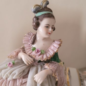 Biscuit porcelain DRESDEN Germany It is stamped Made in Germany, Frankenthal, Handgemalt Dresden Art