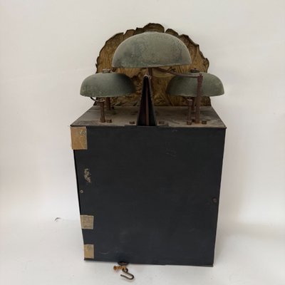 Comtoise clock movement with three bells and a brass pediment