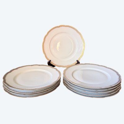 Bernardaud Limoges – Modèle Talleyrand – 10 grandes assiettes en porcelaine