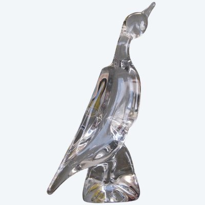Artistic Crystal Cormorant Sculpture – Schneider France – 1950s.