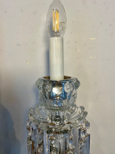 Coppia di lampade-candelieri in cristallo
