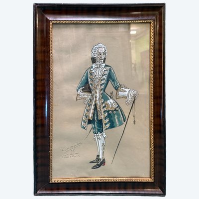 Painting of a character in period costume by Luigi Sapelli (Caramba), 1905, 57x41, *The Marriage of Figaro*