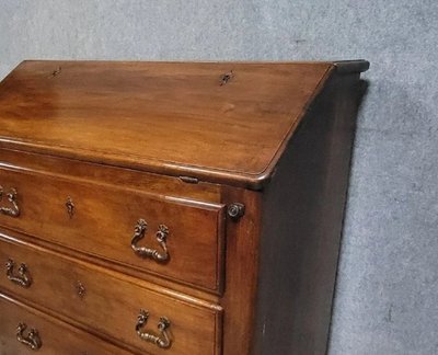 Solid Walnut Chest-Desk with Drop-Down Top – 18th Century – Double Lock