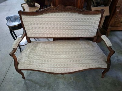 Carved walnut bench – Louis XV style – 19th century 