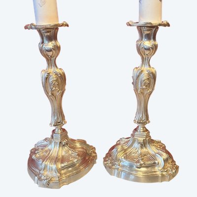 Pair of Rocaille lamp bases, 19th century