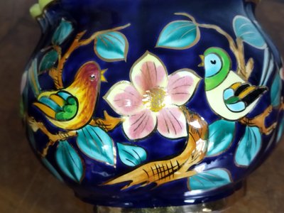 Vintage Handcrafted Planters with Animal (Birds) and Floral Motifs 