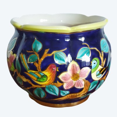 Vintage Handcrafted Planters with Animal (Birds) and Floral Motifs 
