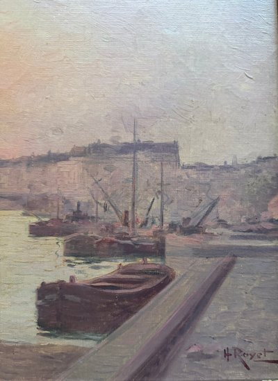Henri Royet (1850-1918) - Coucher de Soleil sur la Seine, Notre Dame de Paris, circa 1900