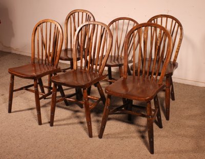 Série De 6 Chaises Windsor Du 19° Siècle