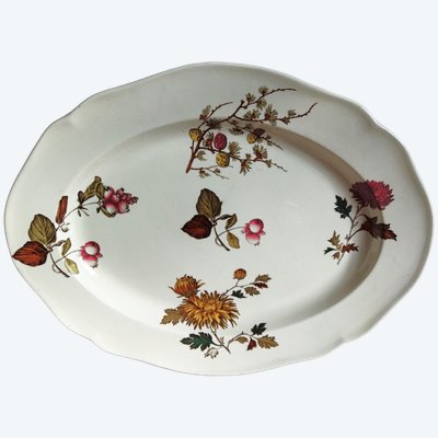 Chrysanthemum Flat Antique Shaped English Earthenware Floral Decoration Autumn Colors 44cm