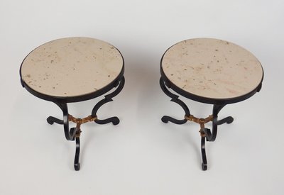 Paar Art-Deco-Beistelltische aus Schmiedeeisen