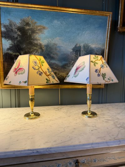 Pair of cordless lamps, Height 31.5 cm