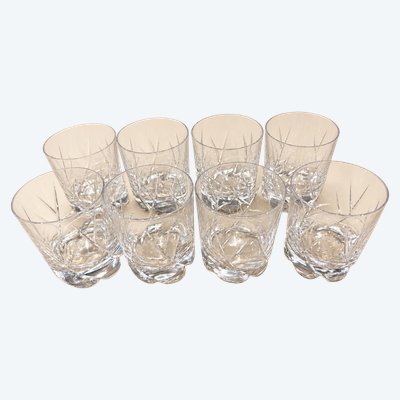 8 Bicchieri da Porto Cristallo Intagliato Daum - Art Nouveau 1900s