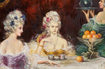 Juan Pablo Salinas, ( 1871-1946 ) Paire De Tableaux Représentant Une Scène d'Intérieur