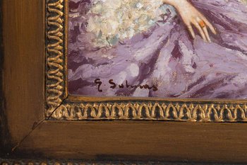 Juan Pablo Salinas, ( 1871-1946 ) Paire De Tableaux Représentant Une Scène d'Intérieur