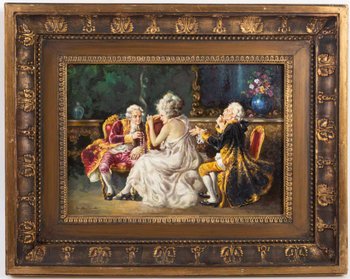 Juan Pablo Salinas, ( 1871-1946 ) Paire De Tableaux Représentant Une Scène d'Intérieur