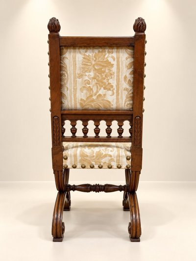 Set of 4 High Period Renaissance Chairs Carved Walnut 19th Century