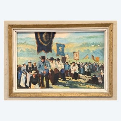 Öl auf Karton von A. Briand, „XXe Szene der Vergebung“, 1930