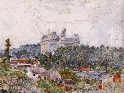 Frédéric HOUBRON 1851-1908 Pierrefonds, das Schloss, Gemälde, 1902 Landschaftsimpressionismus Oise