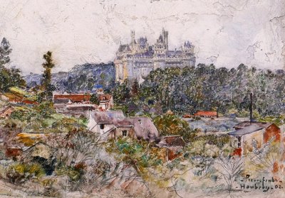 Frédéric HOUBRON 1851-1908 Pierrefonds, das Schloss, Gemälde, 1902 Landschaftsimpressionismus Oise
