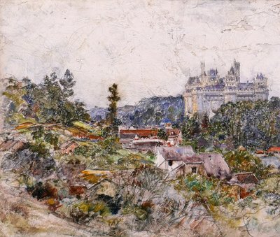 Frédéric HOUBRON 1851-1908 Pierrefonds, das Schloss, Gemälde, 1902 Landschaftsimpressionismus Oise