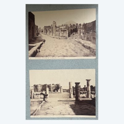 Albumen prints mounted on cardboard depicting views of Pompeii from the 19th century