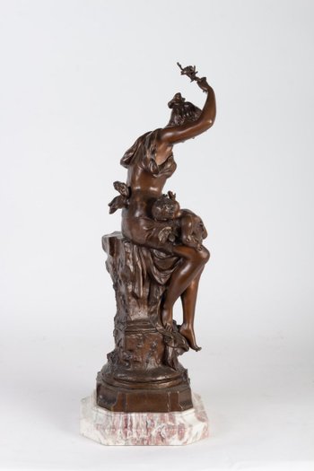Auguste Dewever, Bronzo raffigurante una donna e un amorino, periodo Napoleone III