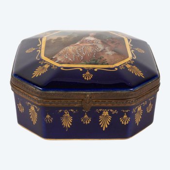 Coffret En Porcelaine Et Monture En Laiton, époque Napoléon III, Signé Marcy Limoges.