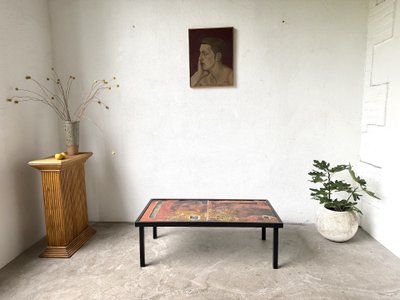 Robert and Jean Cloutier coffee table made of glazed lava and metal, 1950s