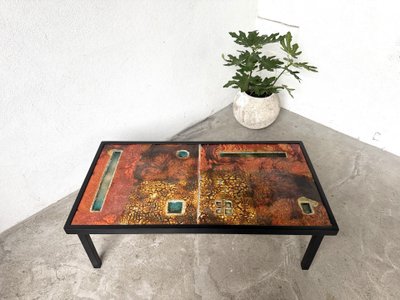 Robert and Jean Cloutier coffee table made of glazed lava and metal, 1950s